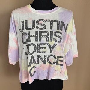 NSYNC Graphic Crop T-Shirt Hand Embellished with Rhinestones
